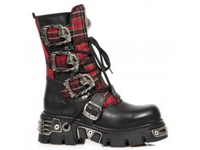 BOTY NEW ROCK  M.391T-S1 ITALI NEGRO TELA ESCOCESA ROJO REACTOR NEGRO TOBER