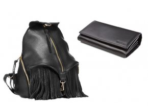 Kožený batoh VOOC EP17 BLACK+peněženka