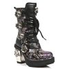 BOTY NEW ROCK M.8366-C6 VINTAGE FLOWER LILA, ROCK NEGRO, PLATF. NRK SKULL