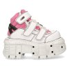 SLEVA - BOTY NEW ROCK M-TANK008-C6 CHAROL ARRUGADO BLANCO, NOBUCK ROSA, TANK BLANCO TORNILLOS