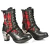 DÁMSKÉ BOTY NEW ROCK M.TR027-S1 ITALI NEGRO TELA ESCOCESA ROJA TRAIL NEGRO-2
