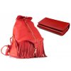 Kožený batoh VOOC EP17 RED+peněženka