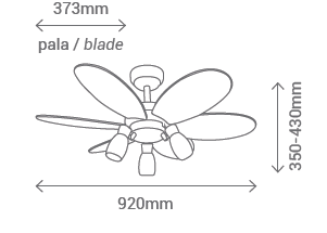 Schéma stropní ventilátor se světlem Sulion 072646 Tones