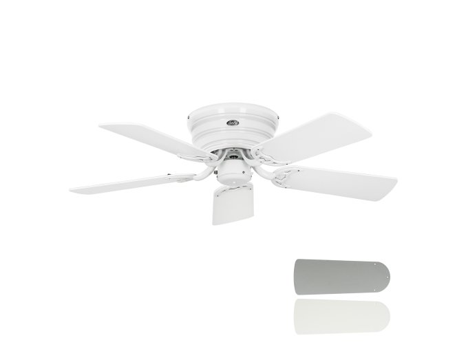 Stropní ventilátor bez světla Cafan Flat bílý/šedý oboustranné lopatky