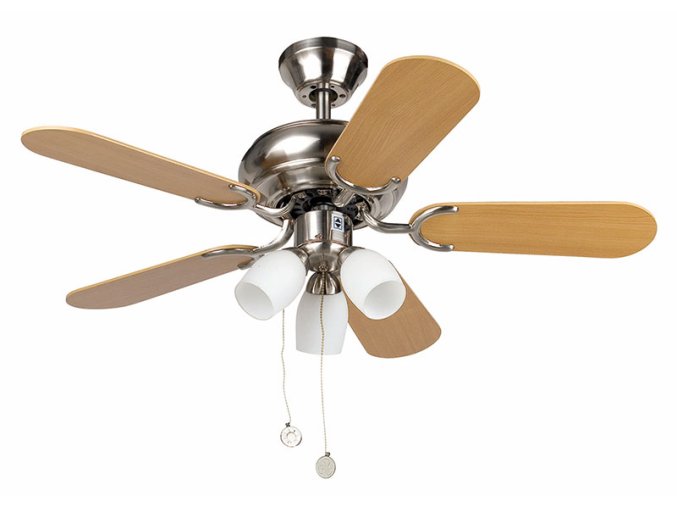 Stropní ventilátor se světlem FARO 33309 MEDAS buk/matný nikl
