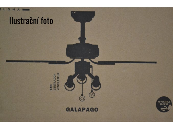 FARO 33301 GALAPAGO, šedý a borovice, stropní ventilátor se světlem  řetízkové ovládání, dálkové ovládání lze dokoupit