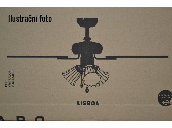 FARO 33102 LISBOA, mahagon a tmavý ořech, stropní ventilátor se světlem  řetízkové ovládání, dálkové ovládání lze dokoupit