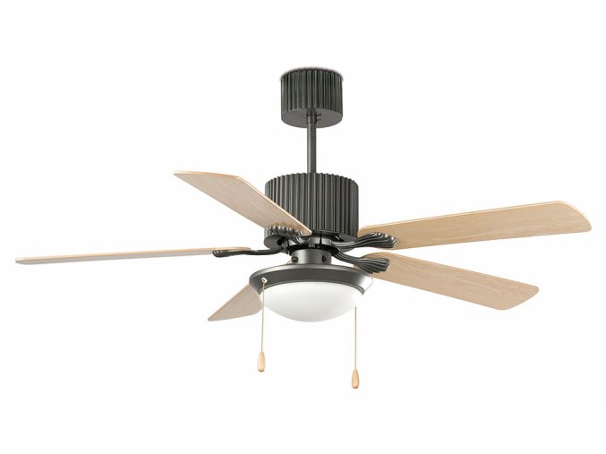 Stropní ventilátor se světlem FARO 33114 SANDAY javor/tmavě šedá