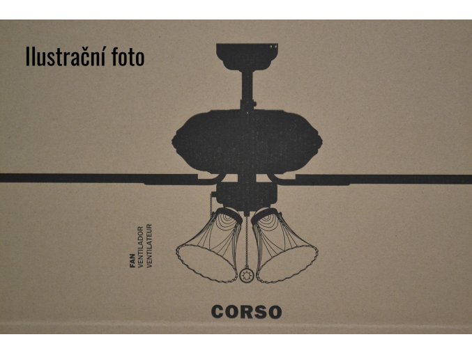 FARO 33274 CORSO, rudý mahagon nebo dub/tmavě hnědá, stropní ventilátor se světlem  řetízkové ovládání, dálkové ovládání lze dokoupit