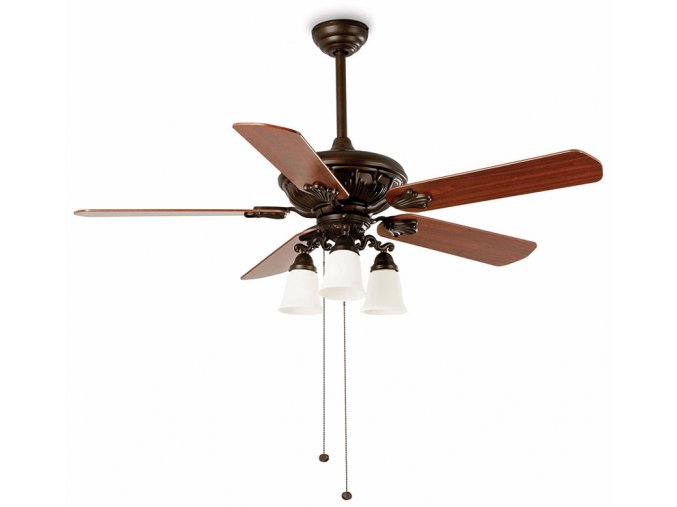 Stropní ventilátor se světlem FARO 33108 COLUMBRETES cedr nebo rudý mahagon/tmavě hnědá