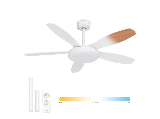 Noaton 12132WWB Maia, bílá a javor, stropní ventilátor se světlem - hlavní