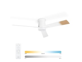 Noaton 16132WWL Rhea, bílá a světle hnědá, stropní ventilátor se světlem