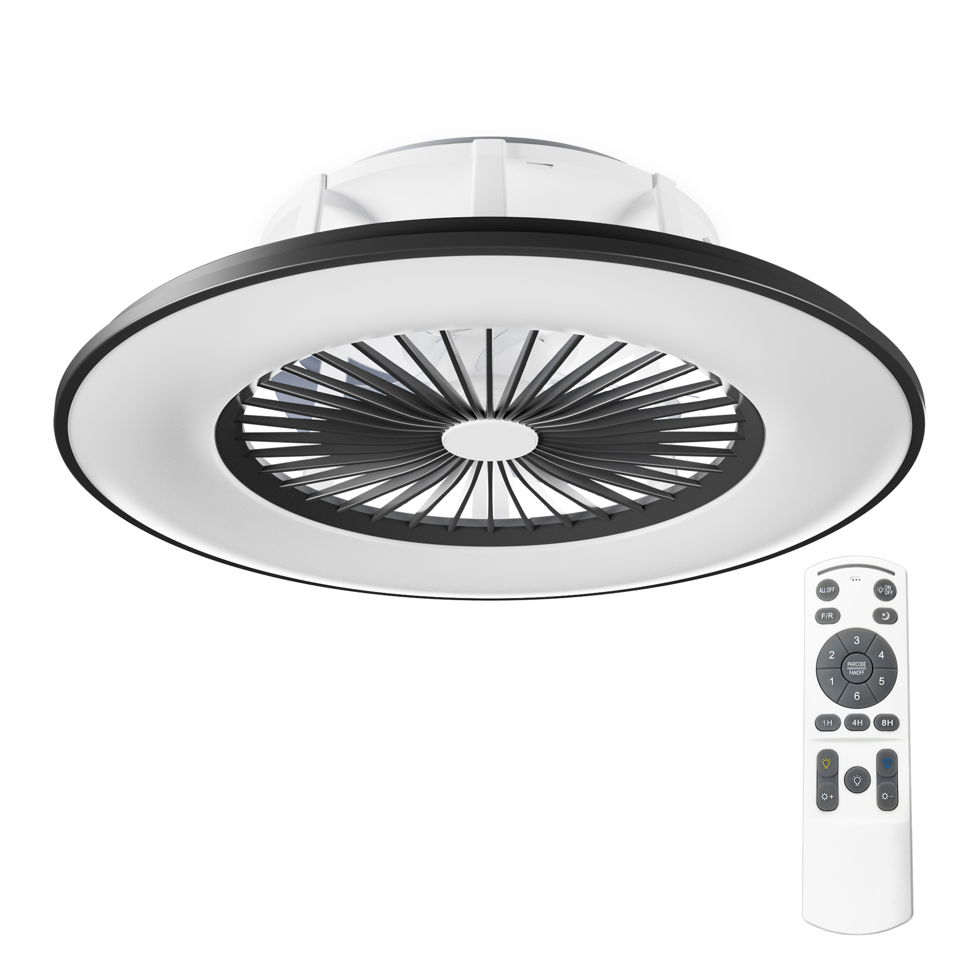 Noaton 11056BR Vega, černá, stropní ventilátor se světlem