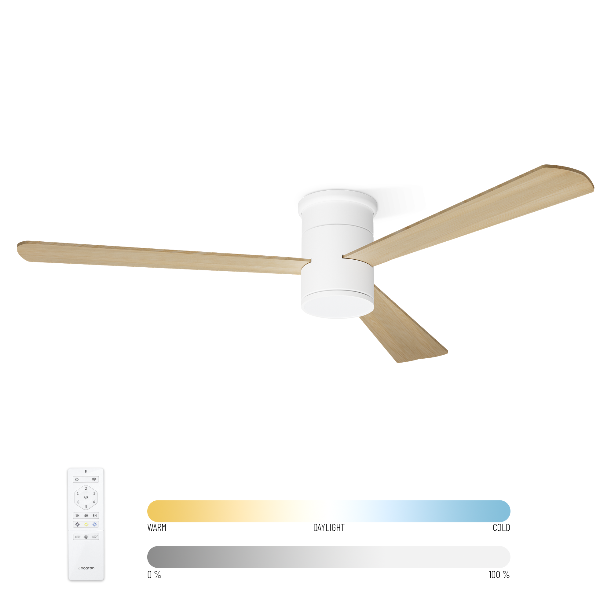 Levně Noaton 15132WL Zoya, světle hnědá, stropní ventilátor se světlem