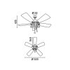 Stropní ventilátor se světlem FARO 33307 SANTORINI mahagon nebo ořech/tmavě hnědá