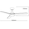 Martec Cruise 127 cm, bílá, stropní ventilátor bez světla - rozměry