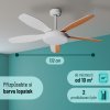 Noaton 12132WWB Maia, bílá a javor, stropní ventilátor se světlem - oboustranné lopatky