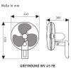 Casafan Greyhound WV 45-II FB AZ, černá, nástěnný ventilátor - schéma