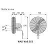 Casafan 207512 WM2 Wall Eco, chrom, nástěnný ventilátor - schéma