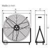Casafan 308095 DF800 Eco IP54 SL, černá, podlahový ventilátor - schéma