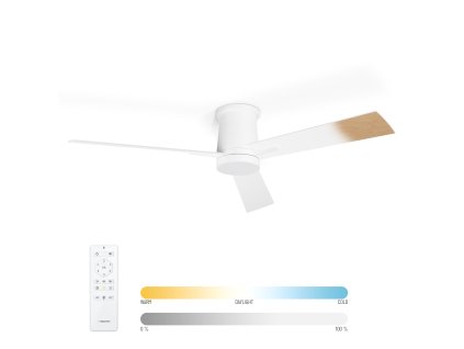 Noaton 16132WWL Rhea, biela a svetlo hnedá, stropný ventilátor so svetlom
