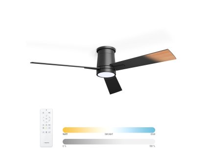Noaton 16132BBD Rhea, čierna a tmavo hnedá, stropný ventilátor so svetlom - hlavní