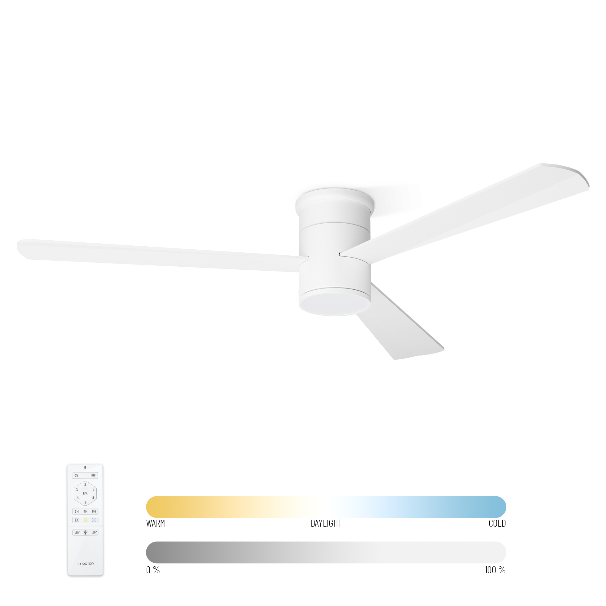 E-shop Noaton 15132WW Zoya, biela, stropný ventilátor so svetlom