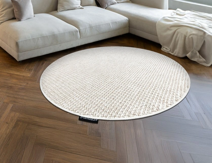 Kulatý bezvlasý koberec Blanka - typ 3 - béžový/bílý
