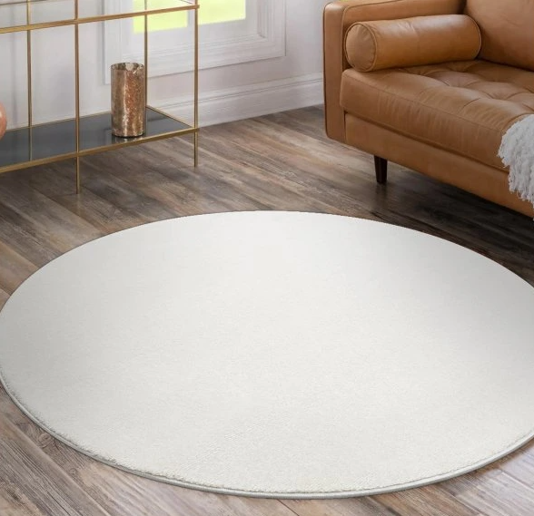 Kulatý jednobarevný koberec SOFTY - krémový ivory