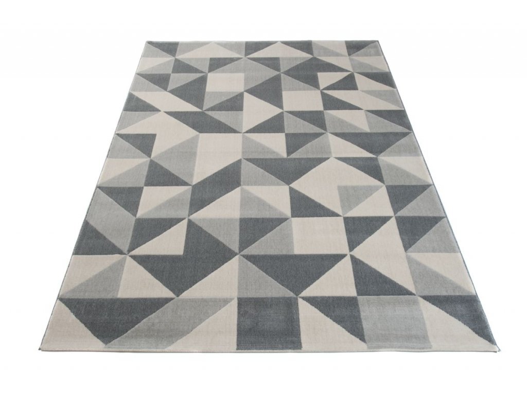 Kusový koberec CAN - béžový/černý - trojúhelníky 1