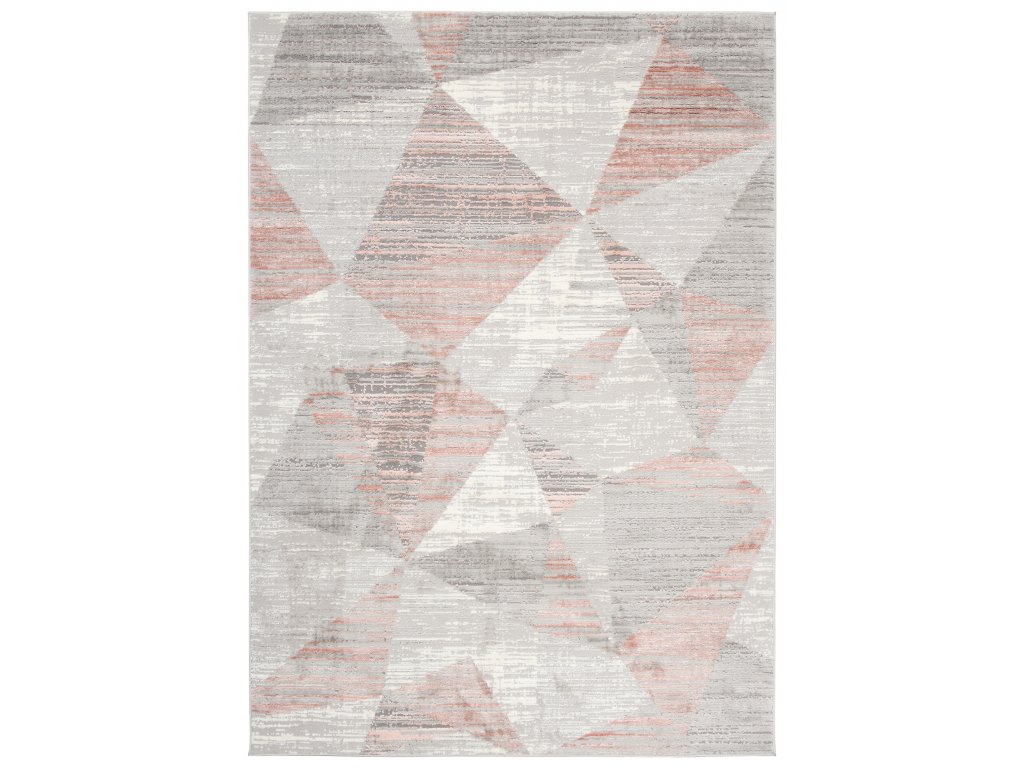 Moderní koberec Asthane - trojúhelníky 2 - šedý/červený