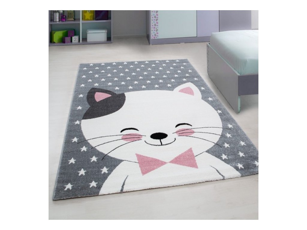 Dětský koberec KIDS - růžový - kočička 1