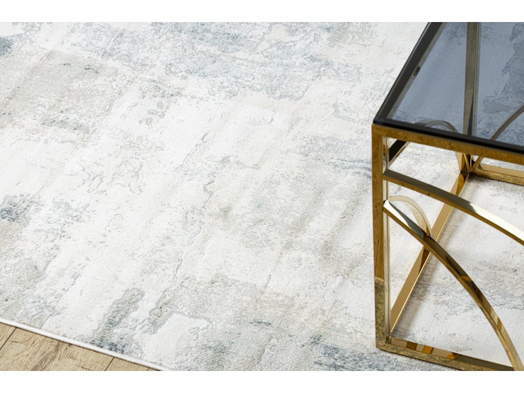 Vintage koberec Dustin s třásněmi - abstrakt 2 - bílý/modrý