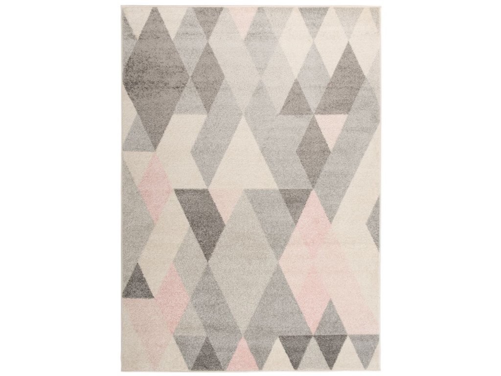 Kusový koberec KIDDIE - růžovo-šedý - trojúhelníčky 1