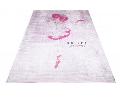 Dětský koberec Emma Kids - růžová baletka - růžový