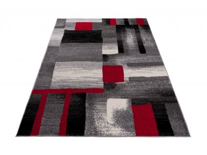 Moderní koberec Jawa - obdélníky 2 - šedý/červený