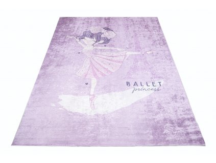 Dětský koberec Emma Kids - roztomilá baletka - fialový