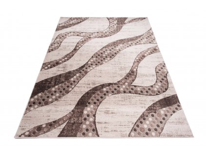 Moderní koberec Jawa - vlnky 2 - krémový/hnědý