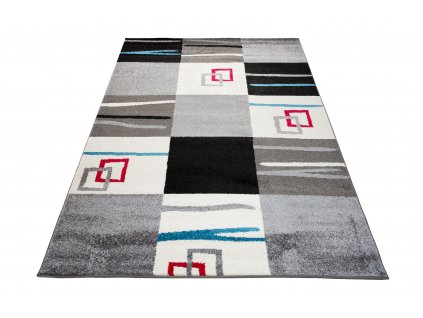 Moderní koberec Jawa - čtverce 6 - šedý/černý