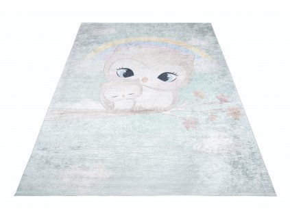Dětský koberec Emma Kids - sovičky - zelený