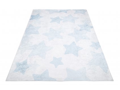 Dětský koberec Emma Kids - modré hvězdičky - šedý