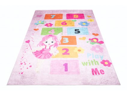 Dětský koberec Emma Kids - skákací panák a andílek - růžový