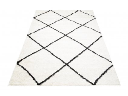 Moderní koberec Delhi - mřížka 10 - bílý/černý