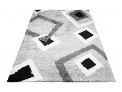 Moderní koberec Delhi - čtverce 3 - černý/šedý