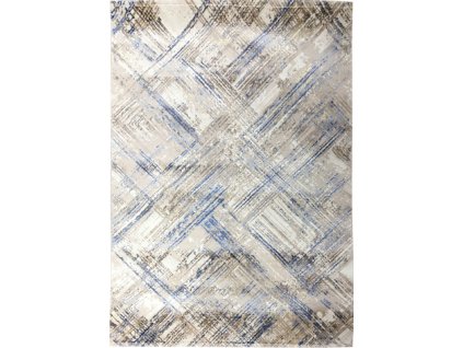 Moderní koberec Asthane - mřížka 2 - béžový/tmavě modrý