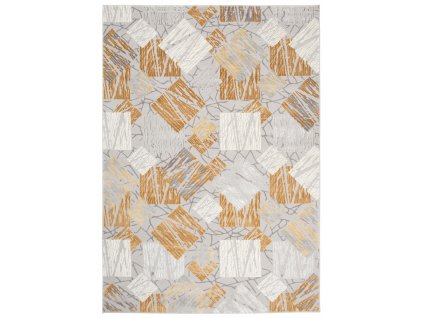 Moderní koberec Asthane - čtverce 2 - šedý/oranžový