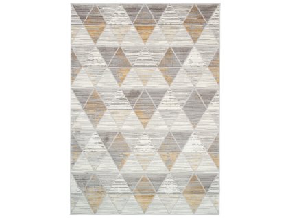 Moderní koberec Asthane - trojúhelníky 1 - šedý/žlutý