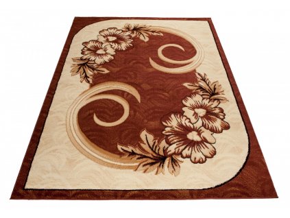 Moderní koberec Atlas - květiny a vlnky 1 - hnědý