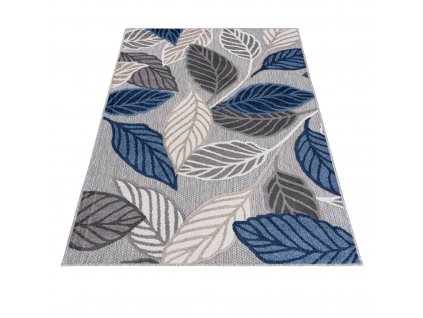 Moderní koberec Aventura - listy 3 - tmavě modrý/šedý