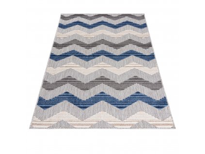 Moderní koberec Aventura - vlnky 1 - šedý/modrý